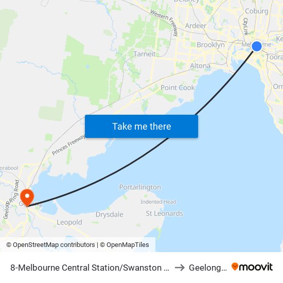 8-Melbourne Central Station/Swanston St (Melbourne City) to Geelong West map