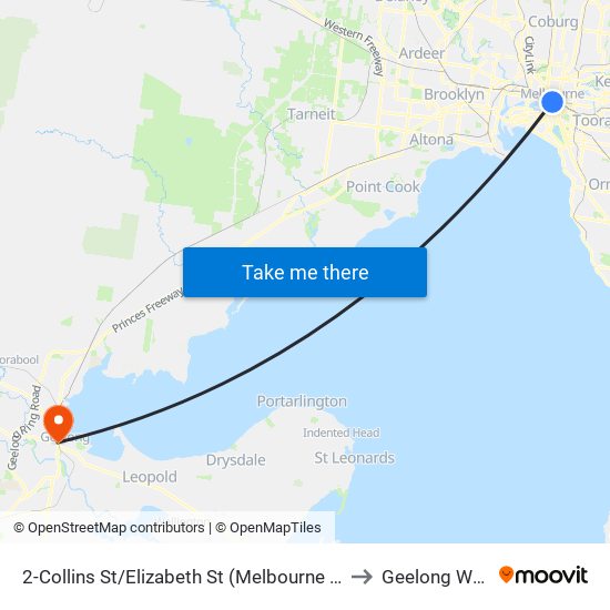 2-Collins St/Elizabeth St (Melbourne City) to Geelong West map
