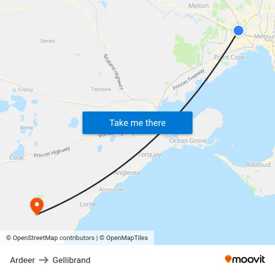 Ardeer to Gellibrand map