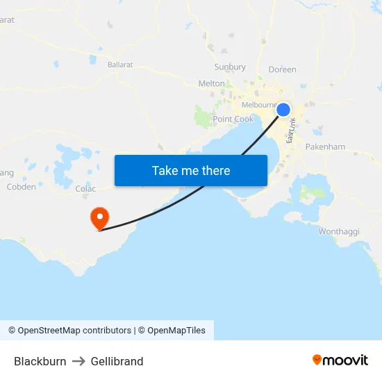 Blackburn to Gellibrand map