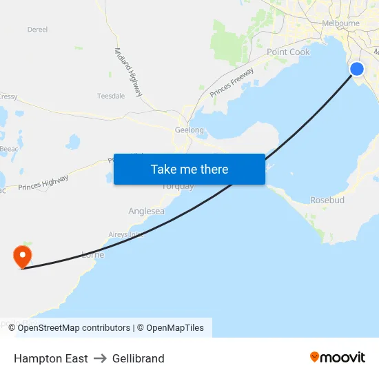 Hampton East to Gellibrand map