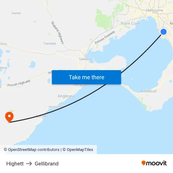 Highett to Gellibrand map