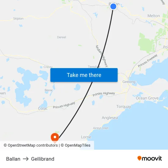 Ballan to Gellibrand map