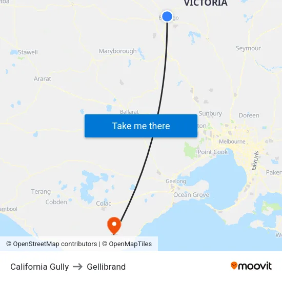 California Gully to Gellibrand map