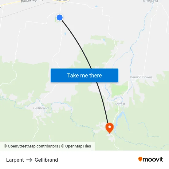 Larpent to Gellibrand map