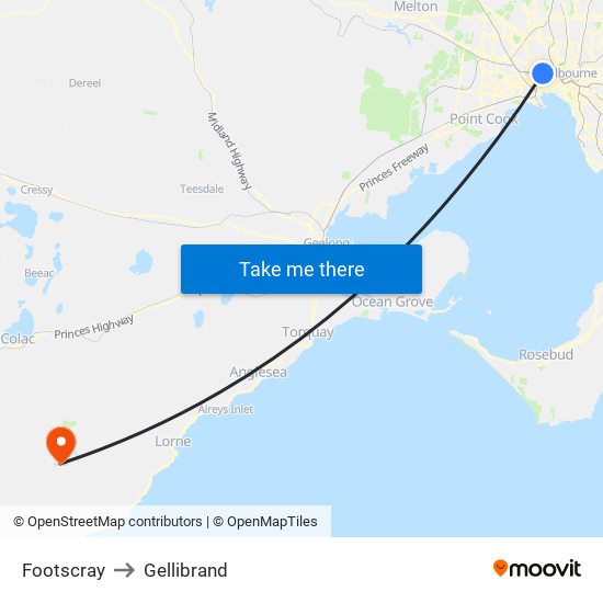 Footscray to Gellibrand map
