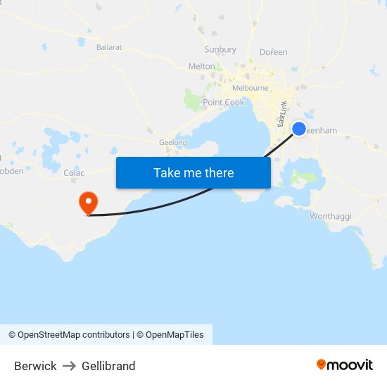 Berwick to Gellibrand map