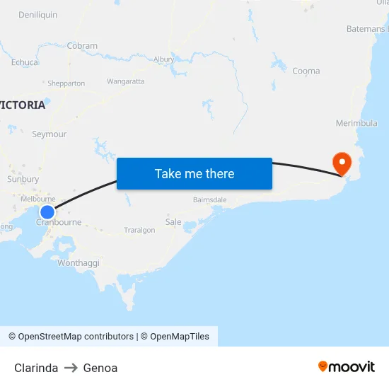 Clarinda to Genoa map