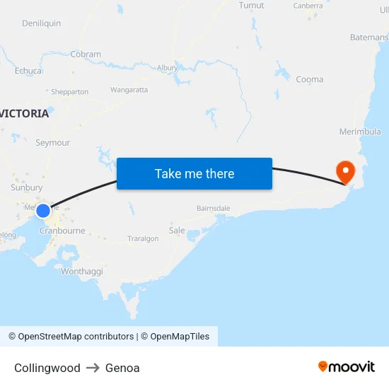 Collingwood to Genoa map