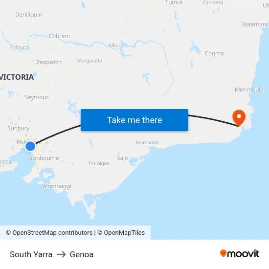 South Yarra to Genoa map