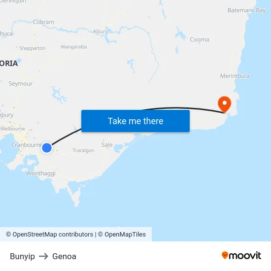 Bunyip to Genoa map