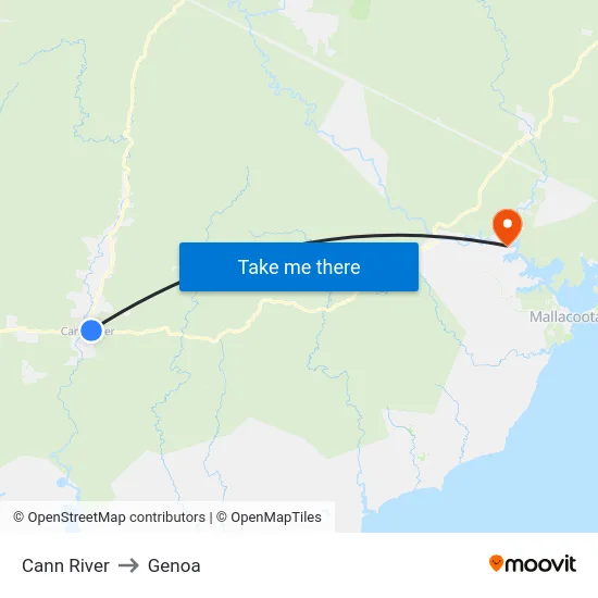 Cann River to Genoa map