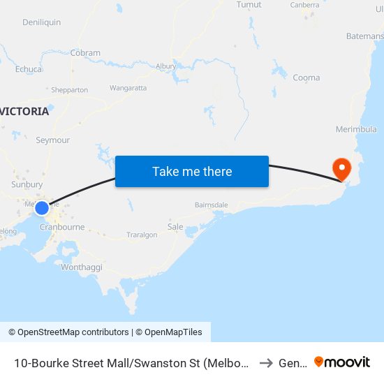 10-Bourke Street Mall/Swanston St (Melbourne City) to Genoa map