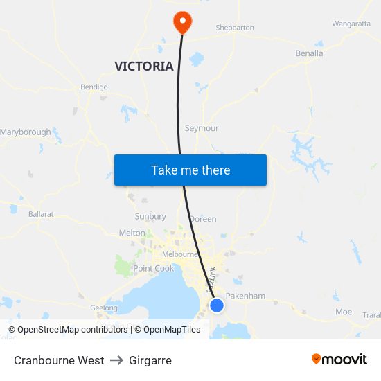 Cranbourne West to Girgarre map