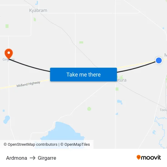 Ardmona to Girgarre map