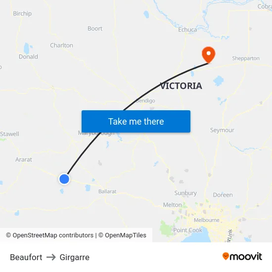 Beaufort to Girgarre map