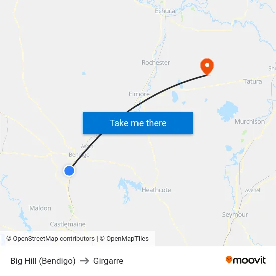 Big Hill (Bendigo) to Girgarre map