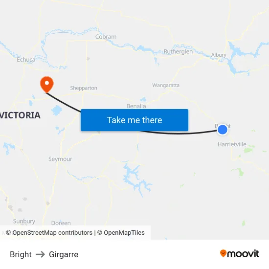 Bright to Girgarre map