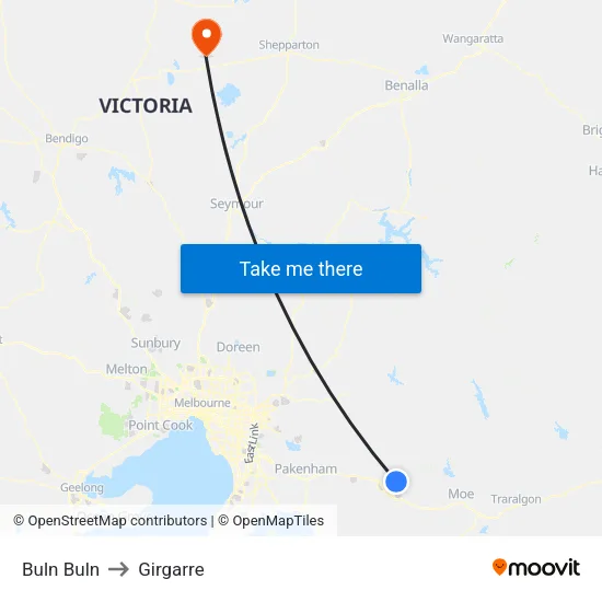 Buln Buln to Girgarre map