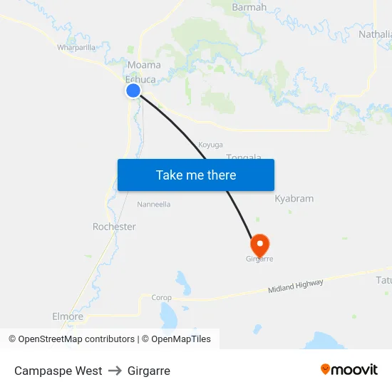 Campaspe West to Girgarre map