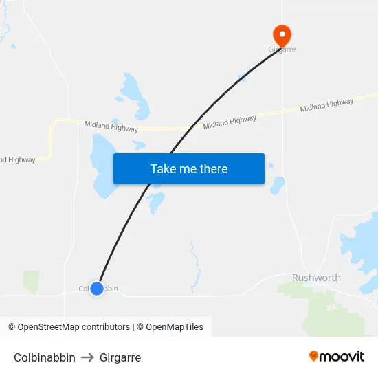 Colbinabbin to Girgarre map
