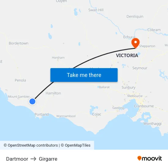 Dartmoor to Girgarre map