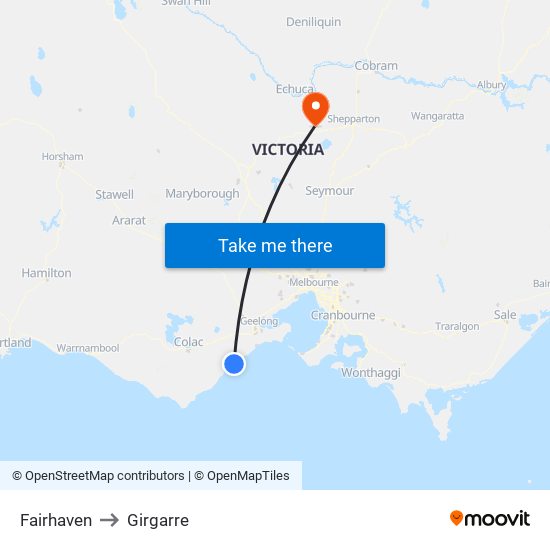 Fairhaven to Girgarre map