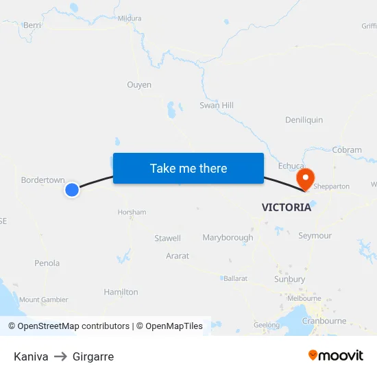 Kaniva to Girgarre map