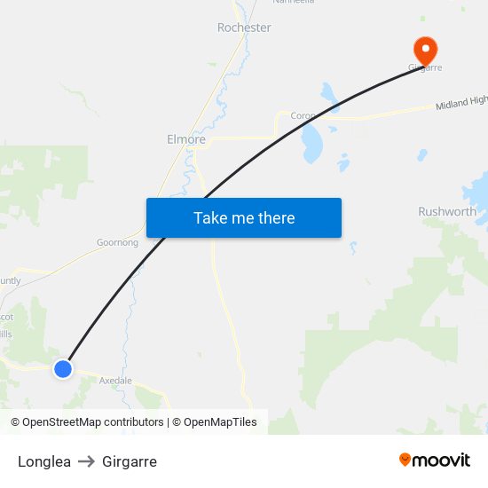 Longlea to Girgarre map