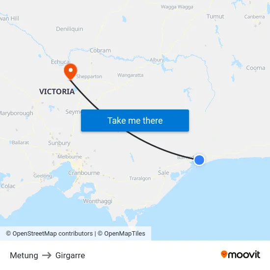 Metung to Girgarre map