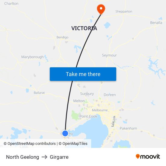 North Geelong to Girgarre map