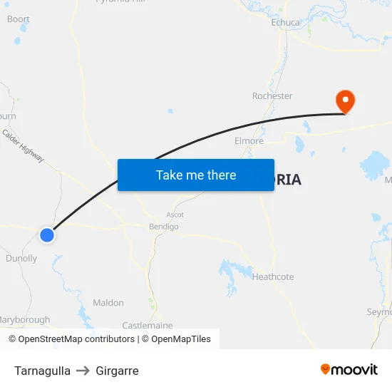 Tarnagulla to Girgarre map
