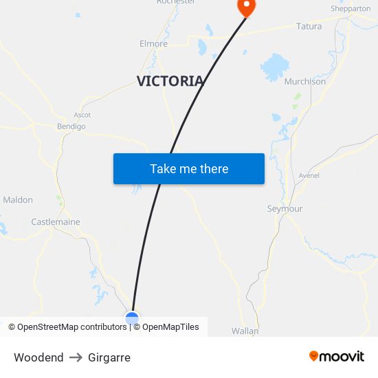 Woodend to Girgarre map