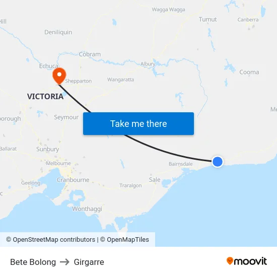 Bete Bolong to Girgarre map