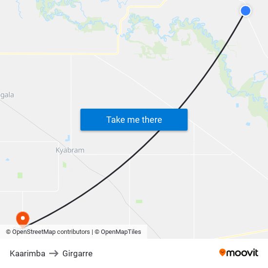 Kaarimba to Girgarre map