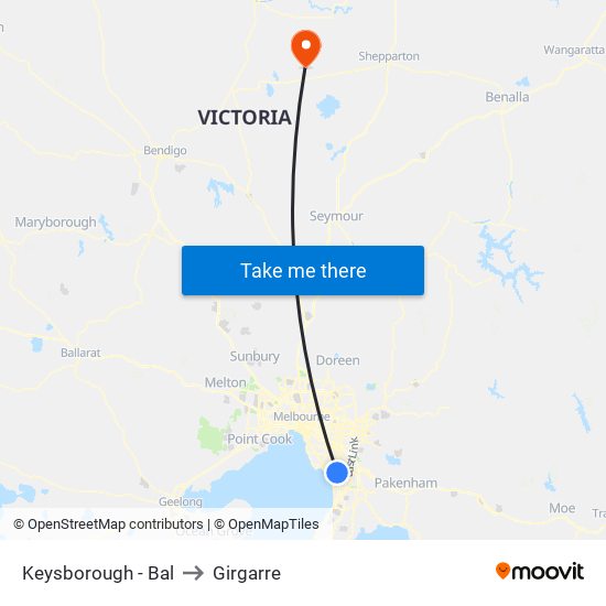 Keysborough - Bal to Girgarre map