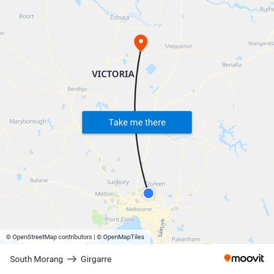 South Morang to Girgarre map