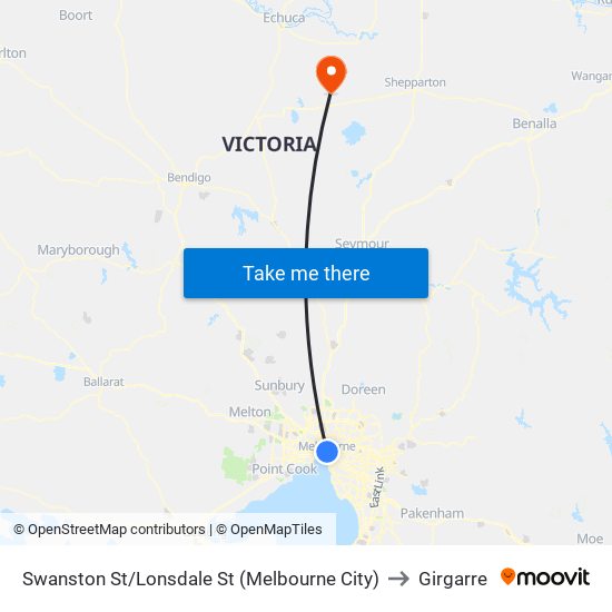 Swanston St/Lonsdale St (Melbourne City) to Girgarre map