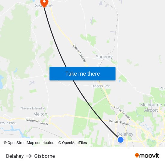 Delahey to Gisborne map