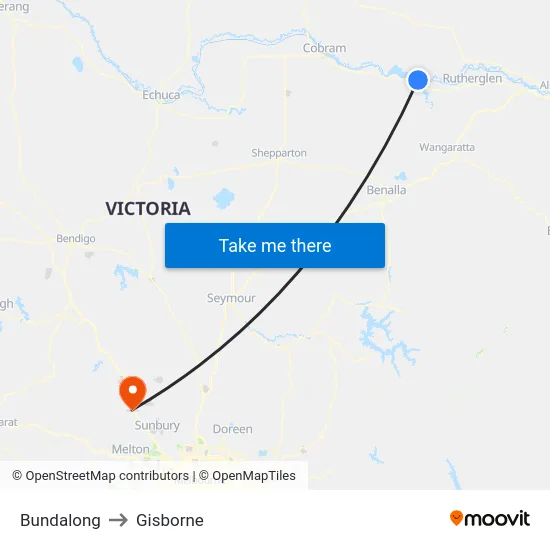 Bundalong to Gisborne map