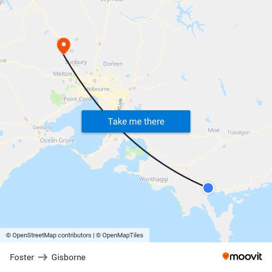 Foster to Gisborne map