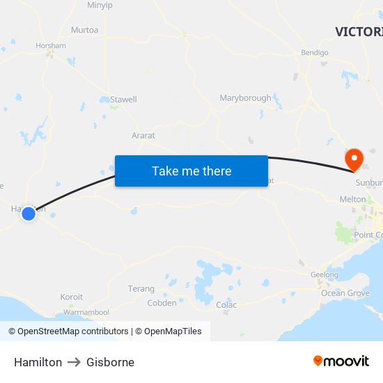Hamilton to Gisborne map