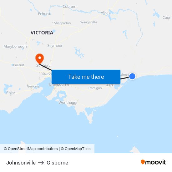 Johnsonville to Gisborne map