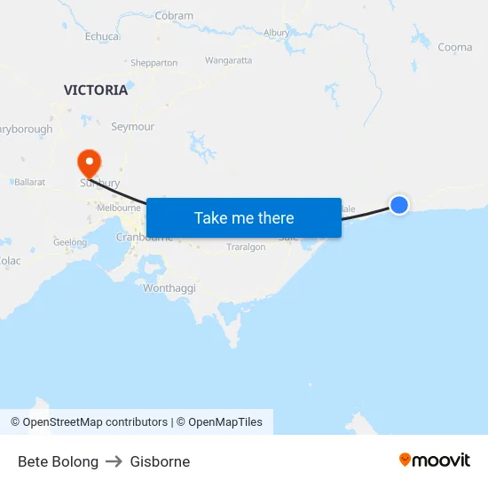 Bete Bolong to Gisborne map