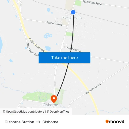 Gisborne Station to Gisborne map
