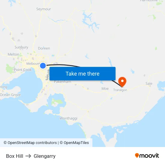 Box Hill to Glengarry map