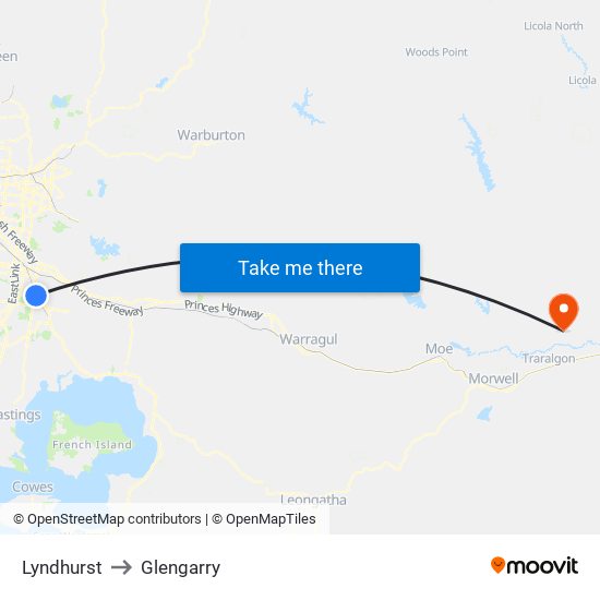 Lyndhurst to Glengarry map