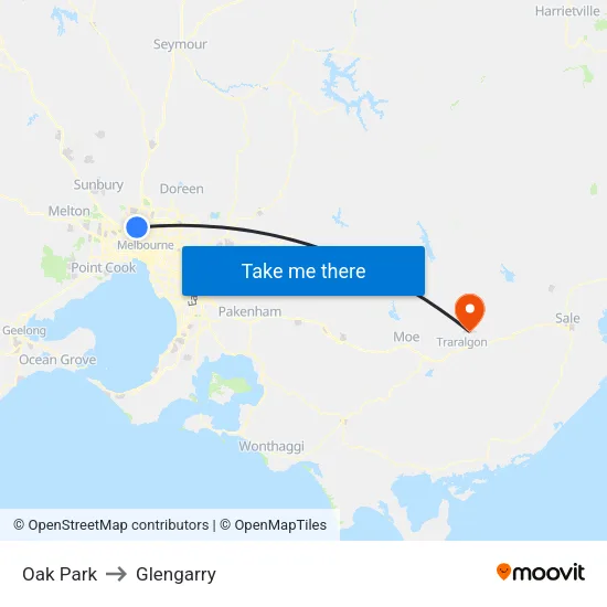 Oak Park to Glengarry map