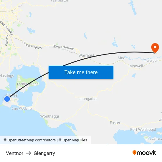 Ventnor to Glengarry map