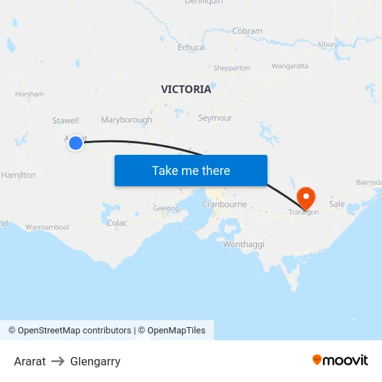 Ararat to Glengarry map